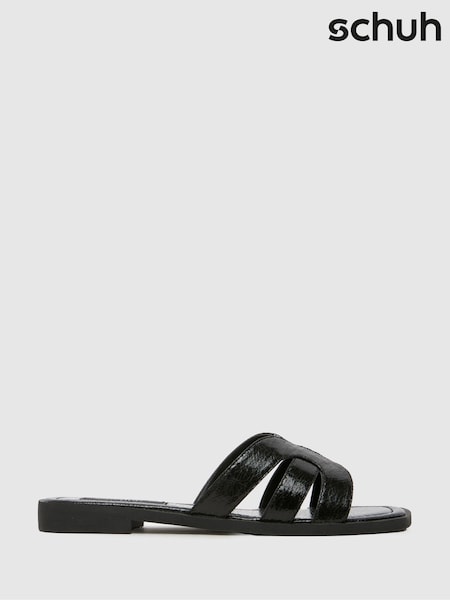 Schuh Trisha Flat Mule Black Sandals (F11785) | R$ 245