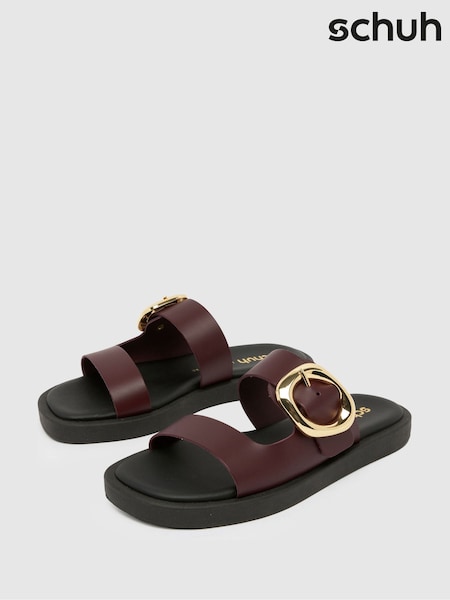 אדום - Schuh Teela Leather Buckle Sandals (F11810) | ‏226‏₪
