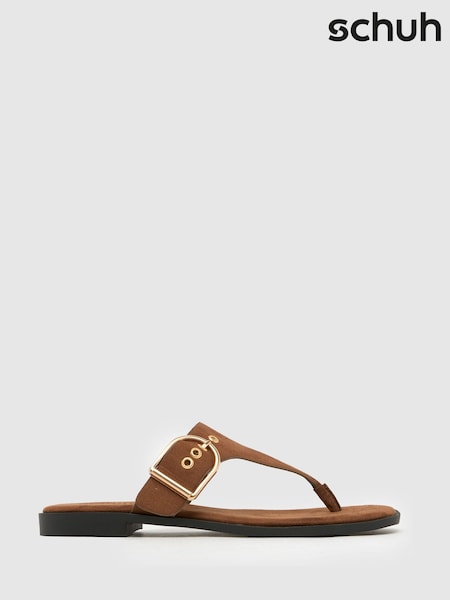 Schuh Teena Flat Toe Post Brown Sandals (F11825) | €40