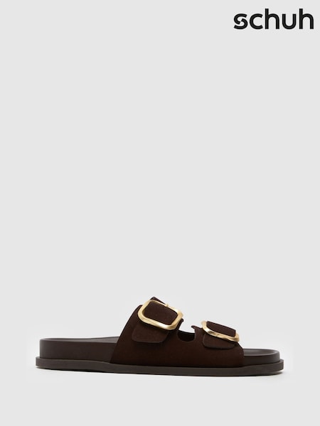 Schuh Tylee Leather Buckle Footbead Brown Sandals (F11826) | ₪251