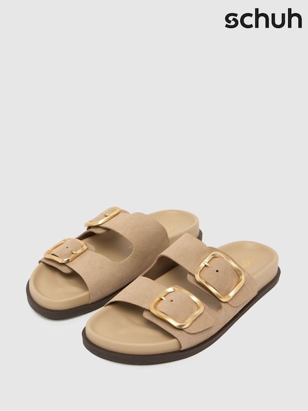 Schuh Tylee Leather Buckle Footbead Beige Sandals (F11833) | ₪251