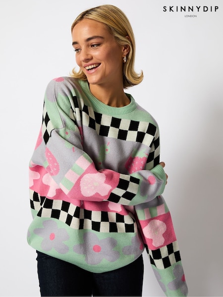 Skinnydip Strawberry And Olive Knitted Jumper (F11872) | €50