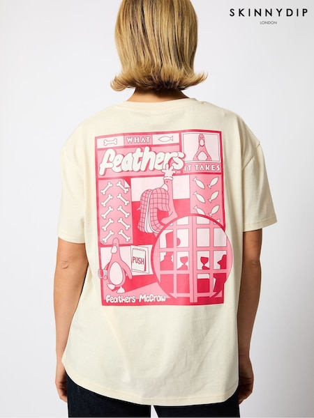 Aardman x Skinnydip White Feathers T-Shirt (F11888) | €31