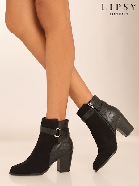 Lipsy Block Mid Heel Faux Leather Ankle Boots (F11959) | 83 €