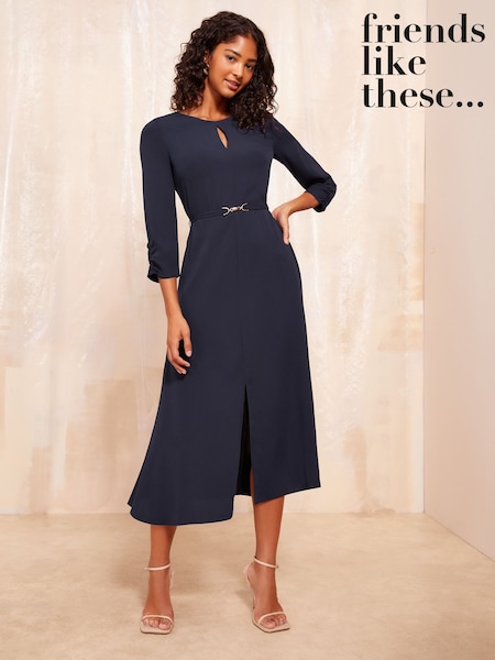 Friends Like These Tulip Sleeve Belted Flute Hem Dress (F12006) | €39