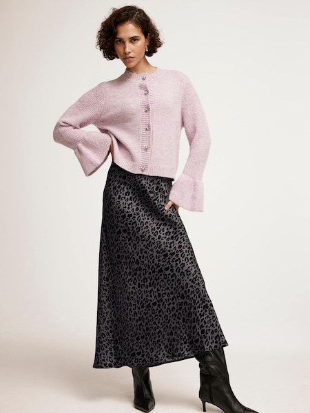 Mint Velvet Grey Animal Print Slip Skirt (F12052) | AED288
