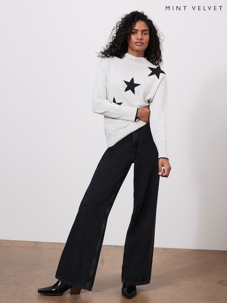 Mint Velvet Cotton Blend Star Motif Jumper (F12057) | €124