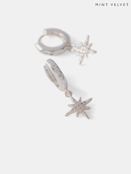 Mint Velvet Silver Plated Star Hoop Earrings (F12069) | €50