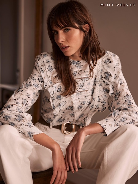 Mint Velvet Floral Print 100% Cotton Blouse (F12080) | 76 €