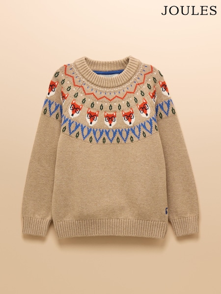 Joules Boys' Fairisle Jonty Oatmeal Knit Jumper (F12081) | € 33 - € 36