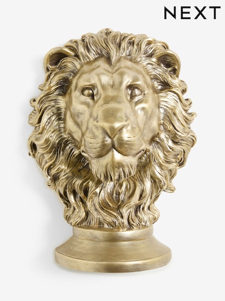 Gold Lion Head Wall Plaque (F12097) | R$ 370