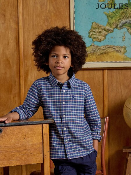 Joules Boys' Welford Blue Check Checked Shirt (F12205) | R$ 215 - R$ 275