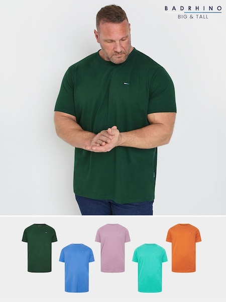 BadRhino Big & Tall Blue 100% Cotton T-Shirts 5 Pack (F12235) | €69