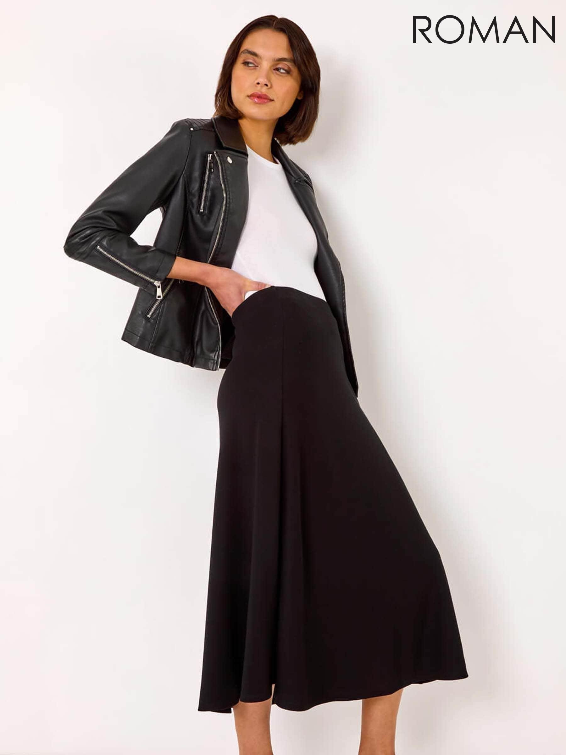 Curve Black Midi High Waisted Casual Skirts | Next Luxembourg