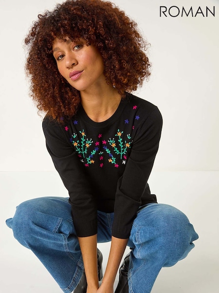 Roman Floral Embroidered Jumper (F12256) | R$ 545
