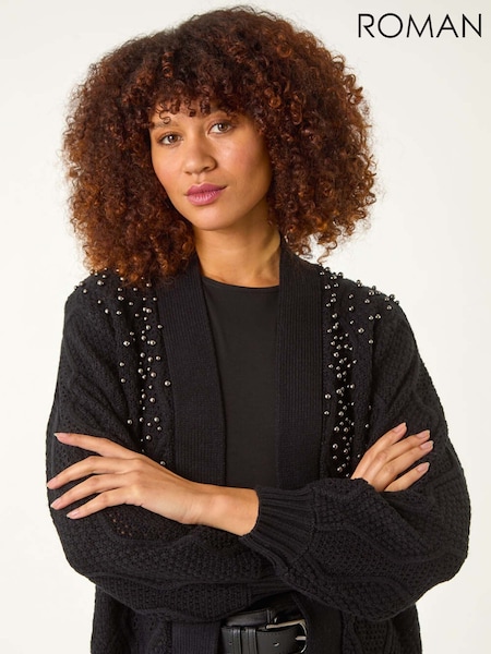 Roman Black Pearl Embellished Cardigan (F12288) | € 70
