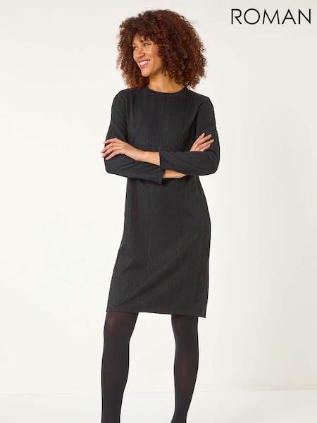 Roman Black Cable Knit Textured Dress (F12291) | €59