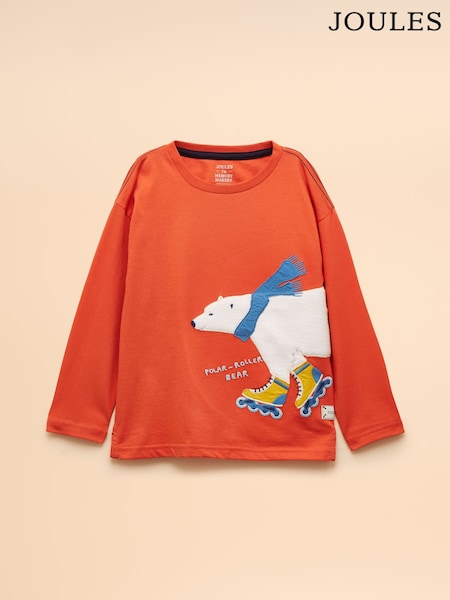 Joules Boys' Jack Orange Applique Long Sleeve Top (F12405) | 84 QAR - 94 QAR