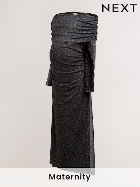 Animal Maternity Mesh Bardot Dress (F12453) | €59