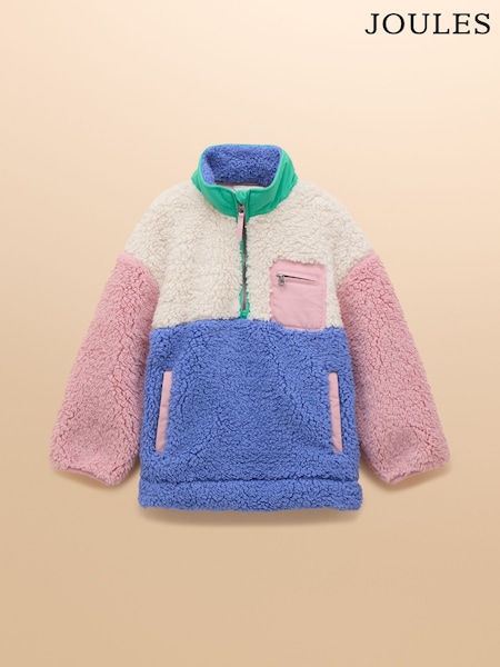 Joules Girls' Tilly Blue Colourblock Quarter Zip Fleece (F12484) | €45 - €54