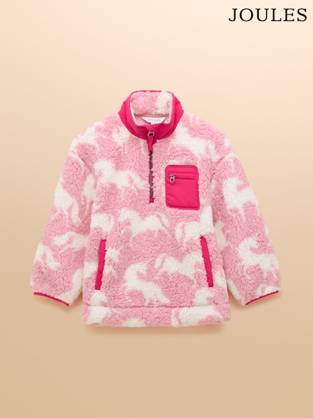 Joules Girls' Tilly Pink Quarter Zip Fleece (F12498) | €45 - €50