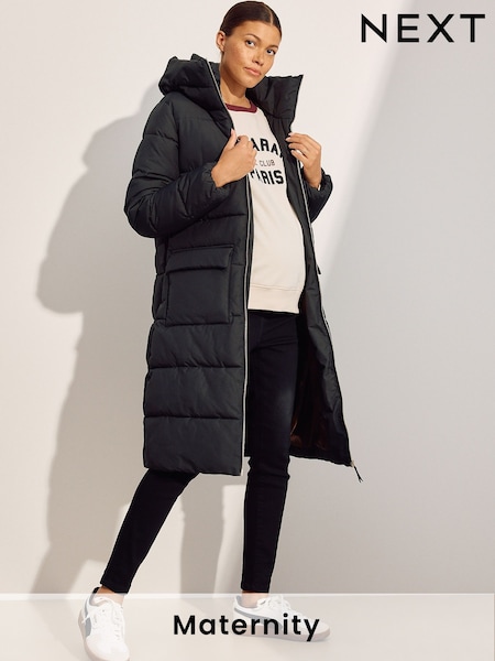 Black Maternity Shower Resistant Coat (F12501) | €87.50