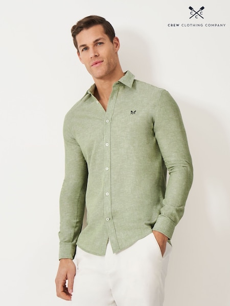Crew Clothing Green Long Sleeve Linen Shirt (F12508) | R$ 680
