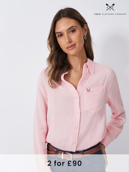 Crew Clothing Pink Harlie Relaxed 100% Cotton Shirt (F12511) | ₪246