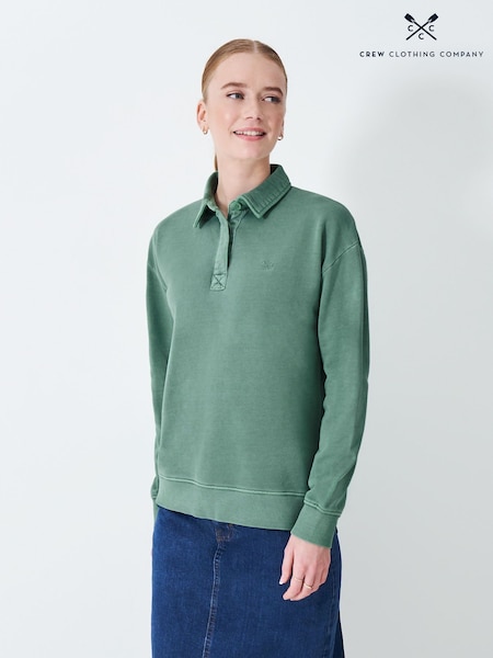 أخضر - Crew Clothing Pigment Dyed Rugby Sweatshirt (F12519) | ‏320 د.إ.‏