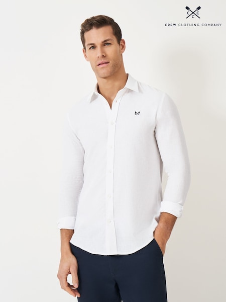 Crew Clothing White Long Sleeve Linen Shirt (F12526) | €91