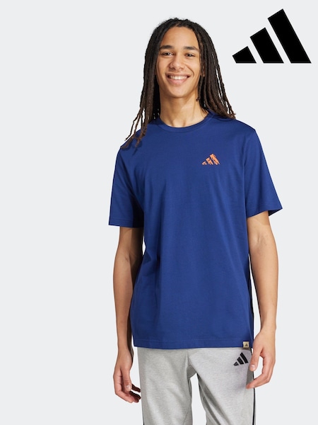 Albastru - adidas Doodle Hunt Hike Graphic T-Shirt (F12587) | 171 LEI