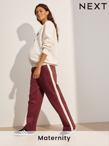 Burgundy Red Maternity Wide Leg Joggers (F12617) | €35