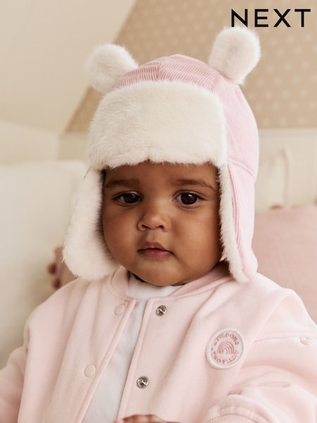 Pink Cord Baby Trapper Hat (0mths-2yrs) (F12694) | AZN 20
