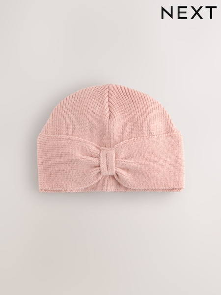 Pink Knitted Bow Baby Turban Hat (0mths-2yrs) (F12696) | AED30