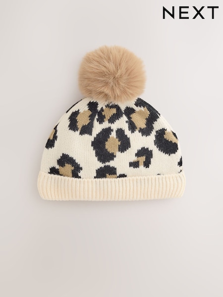 Animal Baby Print Knitted Pom Hat (0mths-2yrs) (F12703) | €9
