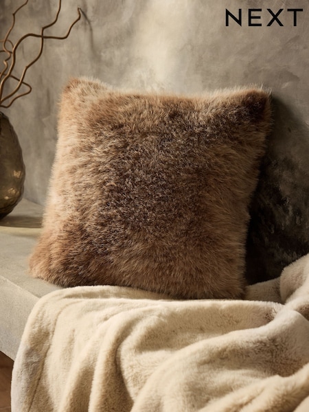 Brown 43 x 43cm Loulou Faux Fur Cushion (F12813) | AED83