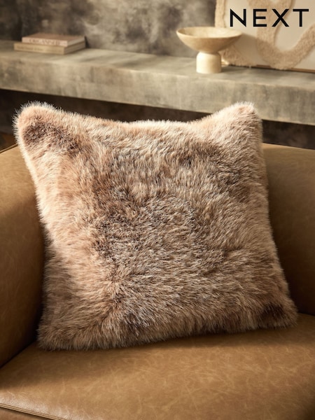 Brown 59 x 59cm Loulou Faux Fur Cushion (F12821) | AED102