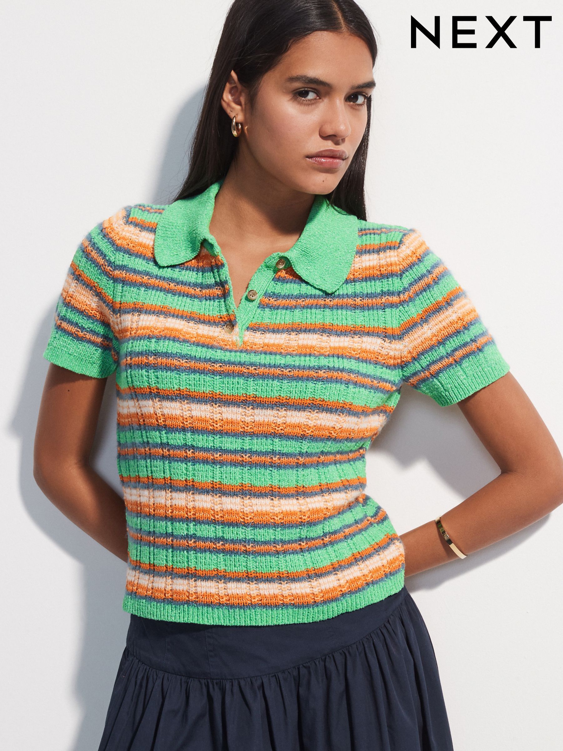 Buy Women's Jumpers Stripe Short Sleeve Online | Next USA