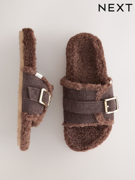 Schokoladenbraun - Borg Slider Slippers (F12848) | 41 €