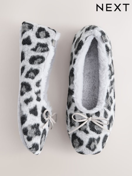 Grau/Animal Print - Ballerina Flat Slippers (F12914) | 15 €