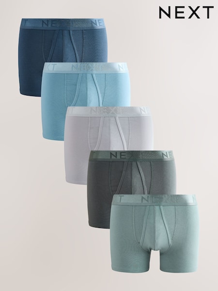 Blue/Grey/Green 5 Pack A-Front Cotton Rich Boxers (F12988) | R$ 280