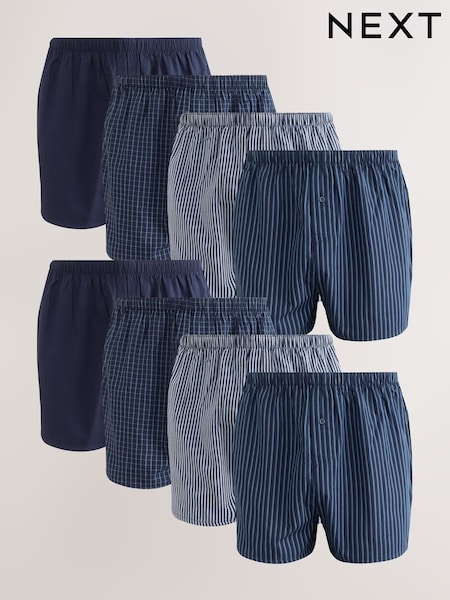Navy Mixed Pattern - Pacote 8 - Woven Pure Boxers (F13009) | R$ 500