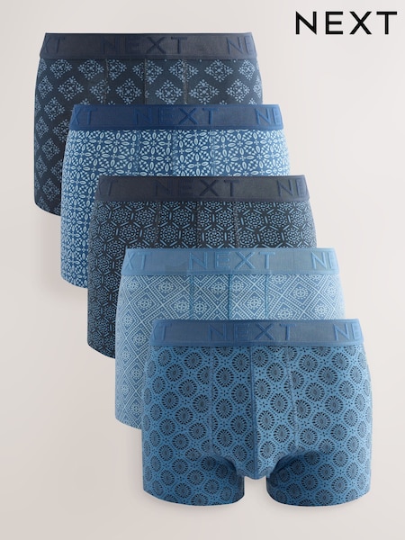 Blue Geometric Pattern 5 Pack Hipster Boxers 5 Pack (F13015) | AZN 64
