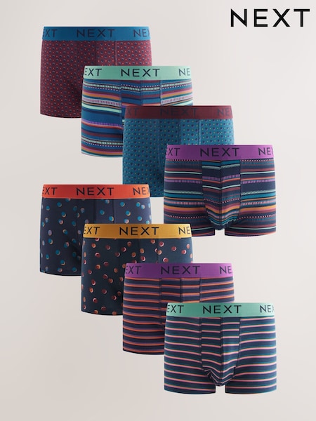 Navy/ Burgundy Red Spot Stripe - 8 Pachet - Hipster Boxers 5 Pack (F13023) | 311 LEI
