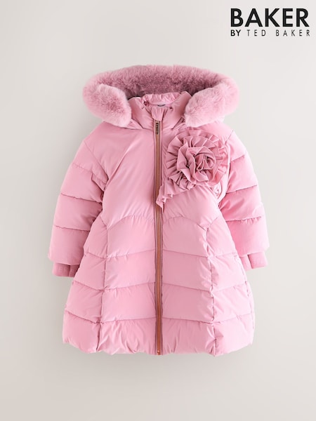 Baker by Ted Baker Pink Shower Resistant Corsage Skirted Padded Coat (F13039) | €93 - €97