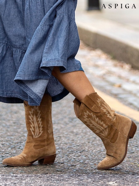Aspiga Brown Camilla Cowboy Boots (F13317) | R$ 1,825