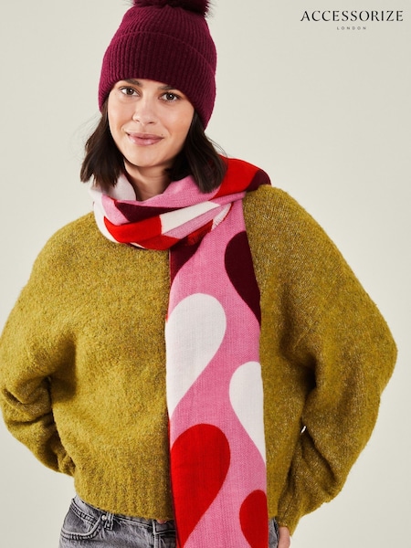 Accessorize Red Retro Heart Blanket Scarf (F13339) | €28