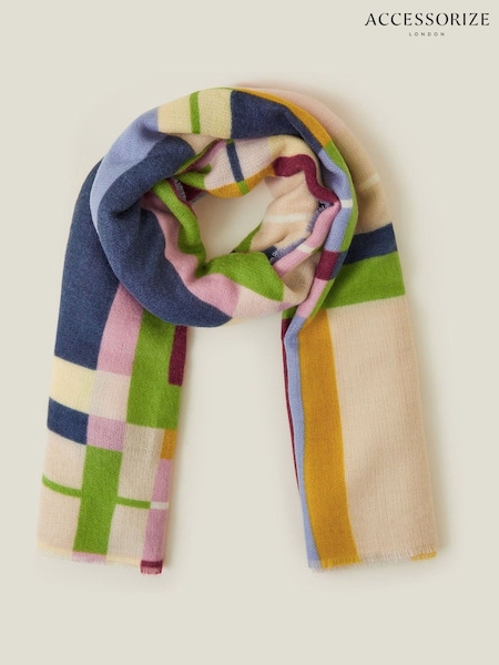 Accessorize Pink Colourful Check Print Blanket Scarf (F13341) | €31