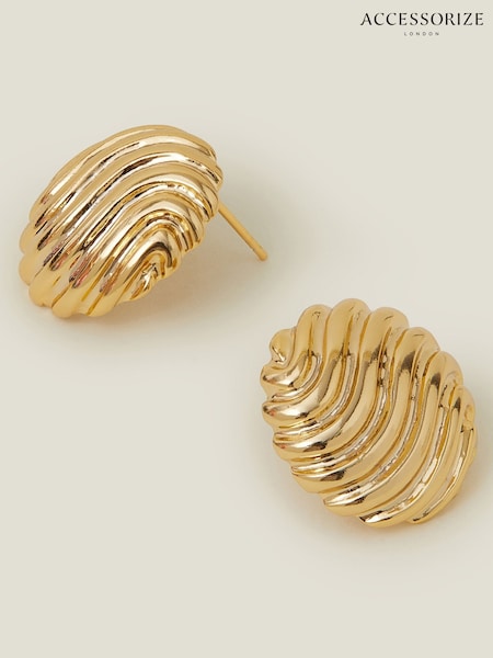 Accessorize Gold Tone 14ct Shell Button Stud Earrings (F13345) | AED64