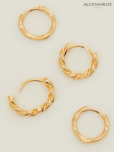Accessorize 14ct Gold-Plated Twisted Hoop Earrings 2 Pack (F13351) | € 22